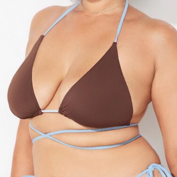 NWT Swimsuits for All Reversible Crisscross Triangle Bikini Top Mocha | 1XL - Picture 6 of 9